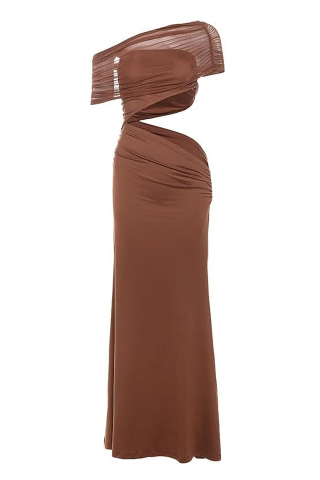 Michelle Tek Omuzlu Dantelli Uzun Elbise