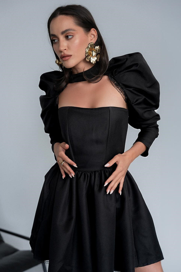 Bertha Puf Kol Mini Elbise Takım