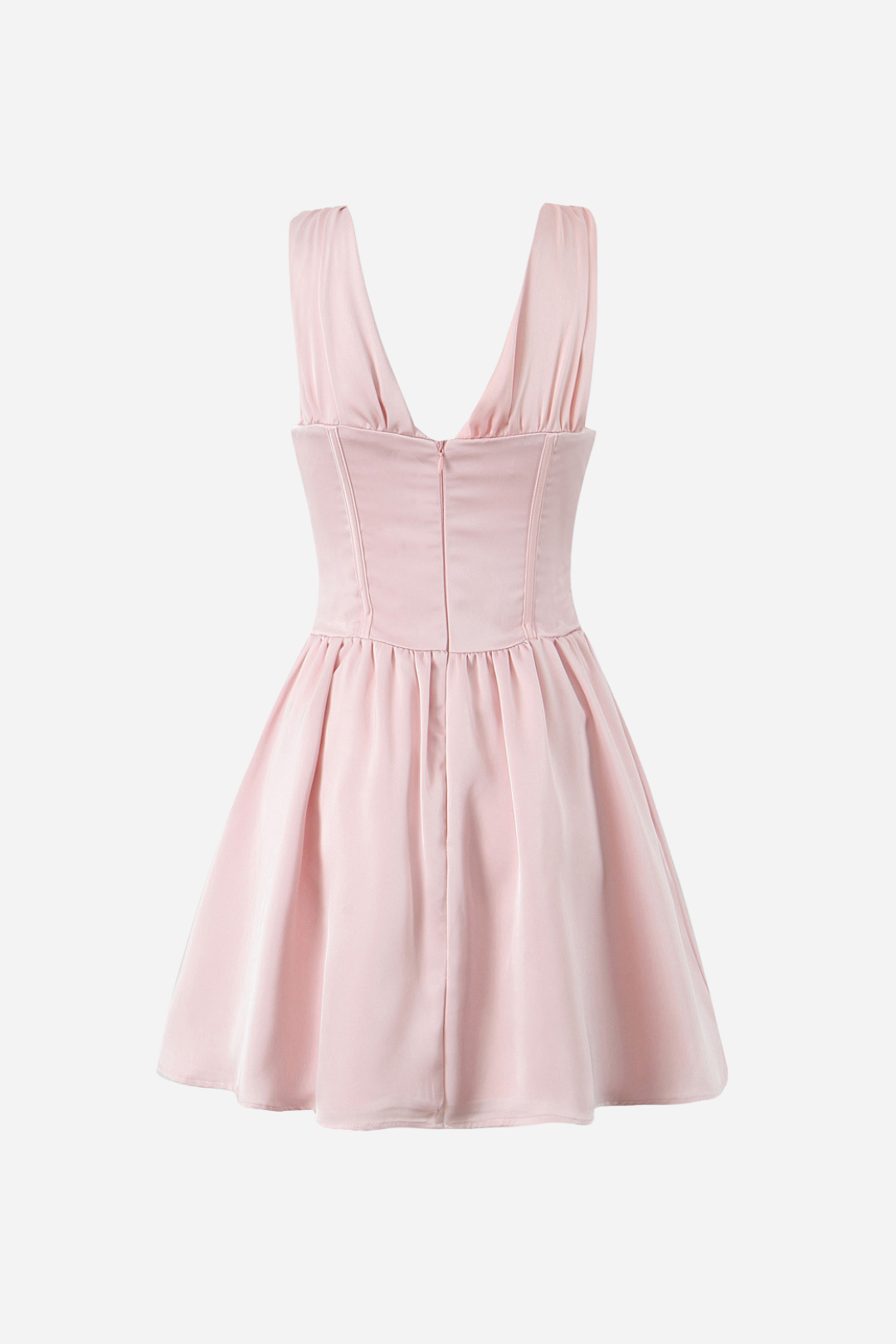 Marian V Yaka Bağcıklı Fırfırlı Mini Elbise