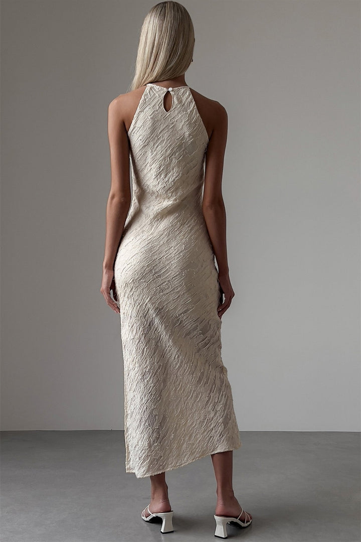 Julia Çiçek Aplikeli Kolsuz Midi Elbise