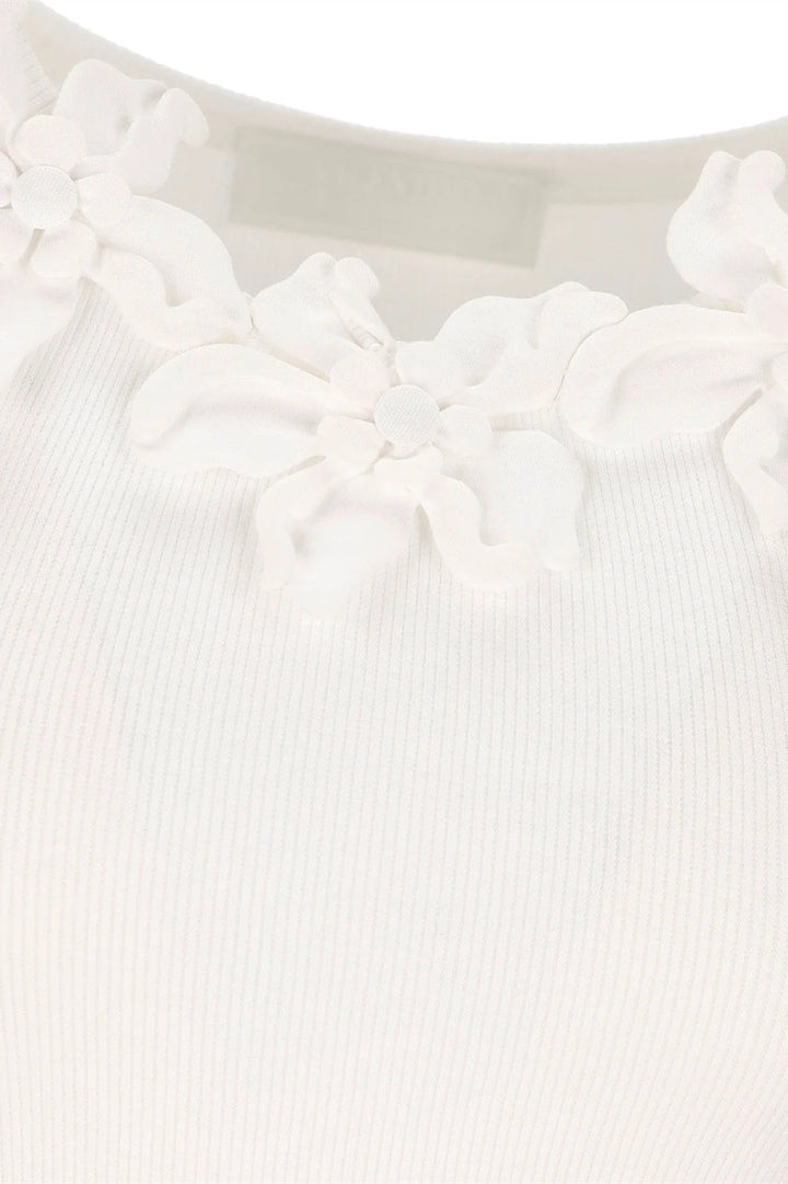 Lesley Çiçek Aplikeli Yuvarlak Yaka Üst