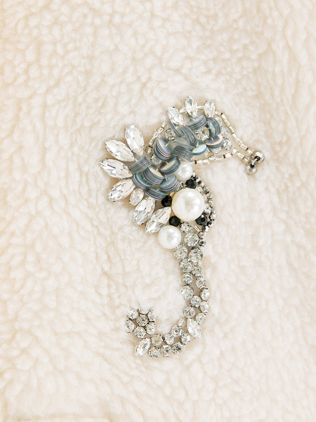 Alpaka Yünü Boncuklu Uzun Kaban