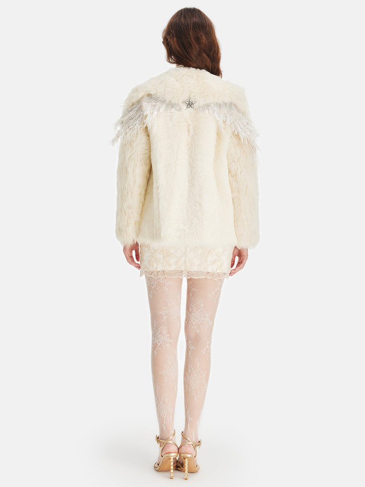 Toskana Yünü Melek Kanadı Boncuklu Kaban