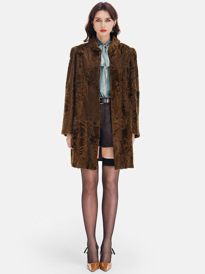 Kadife Dokulu Kahverengi Trençkot