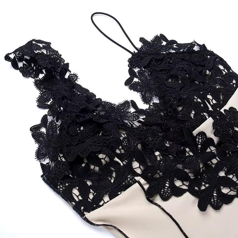 Laceluna Dantel Eklemeli Asimetrik Elbise