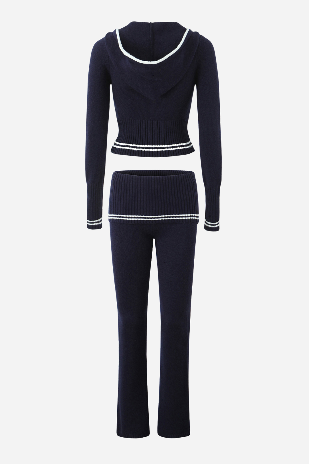 Çizgili Örme Kapşonlu Takım