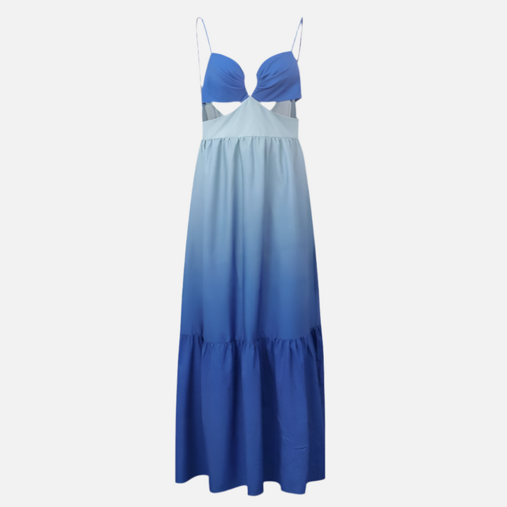 Nice Kontrast Geçişli Sırt Detay Uzun Elbise