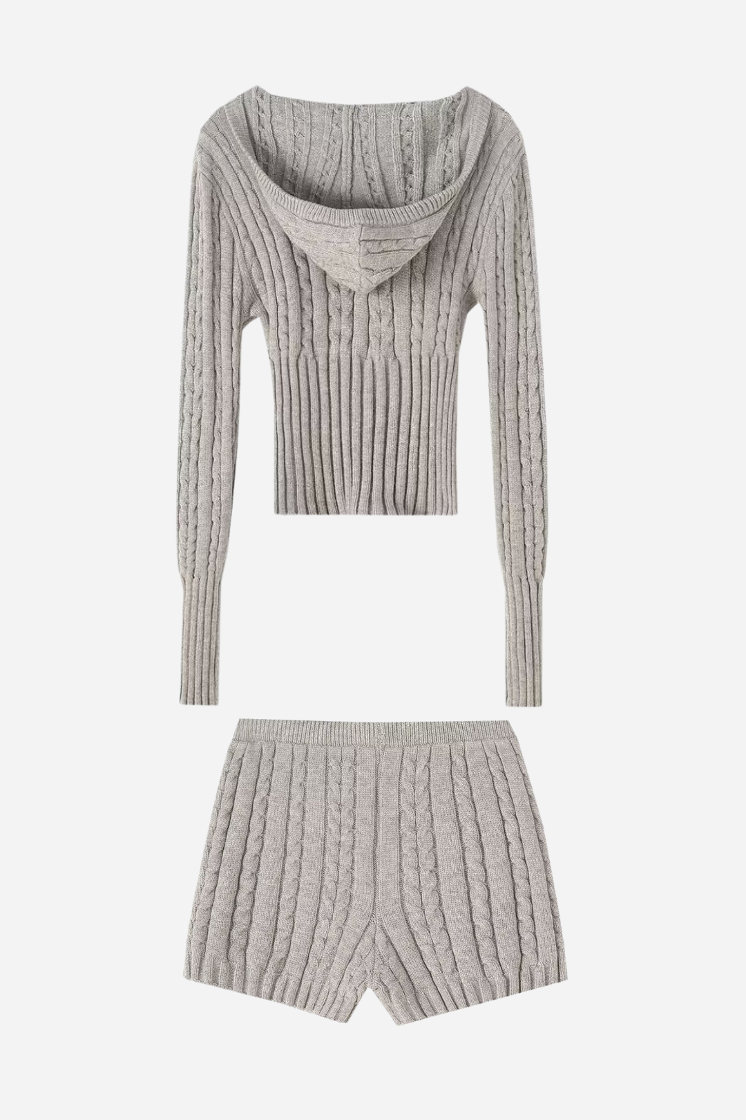 Erica Örgü Kapşonlu Ve Kısa Pantolon Takım