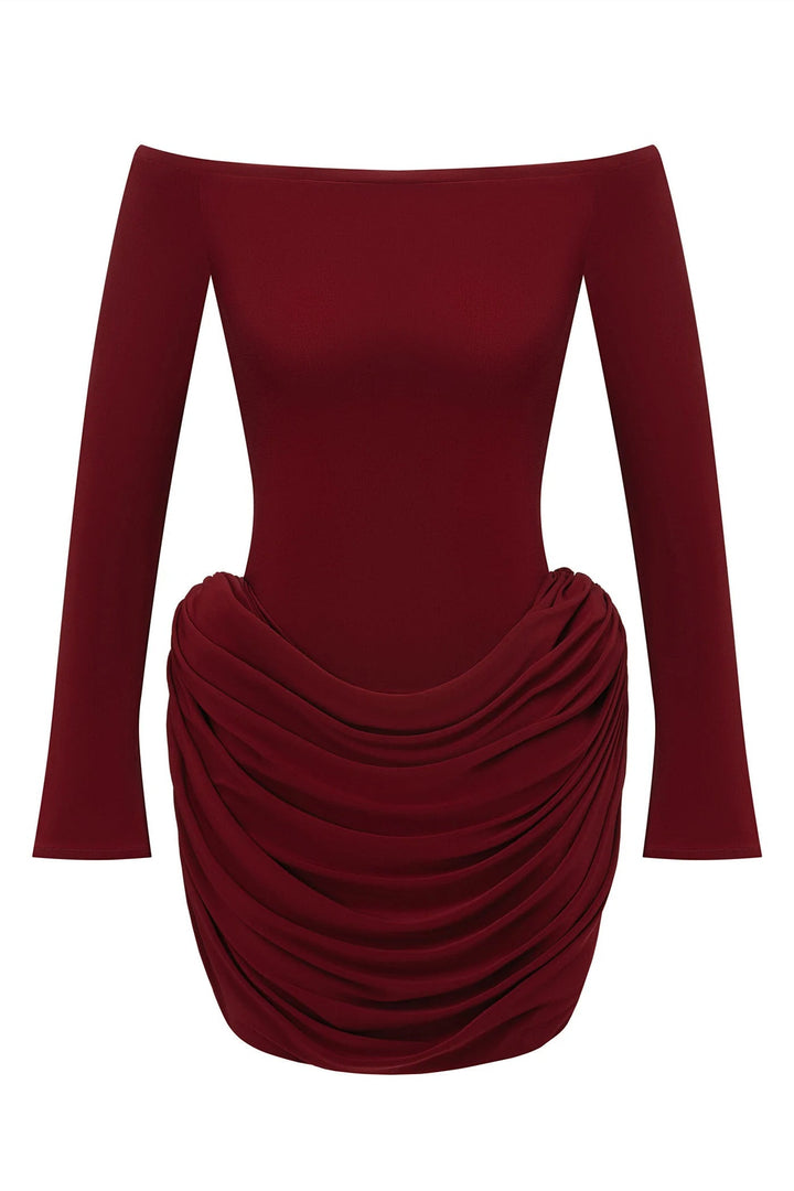 Joan Düşük Omuz Dantelli Mini Elbise