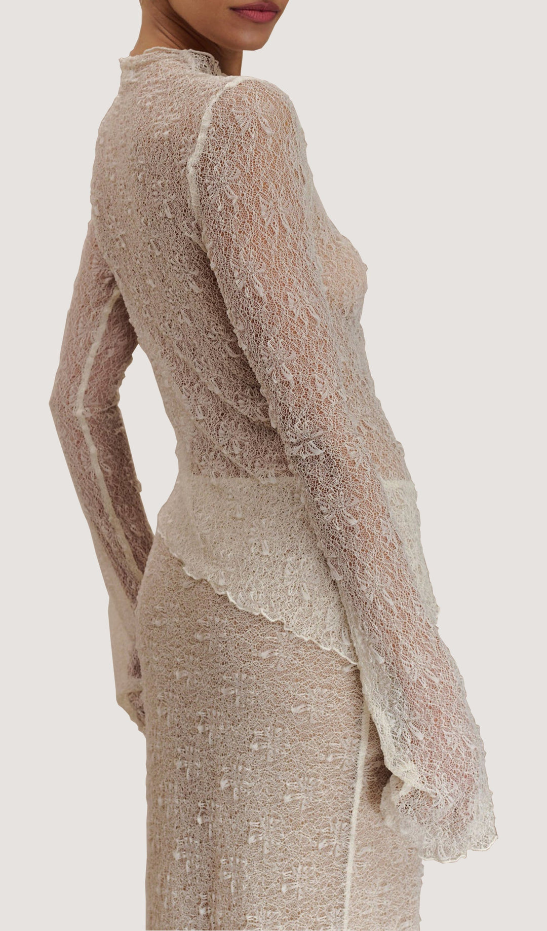 Transparan Dantel Etek Üst Takım