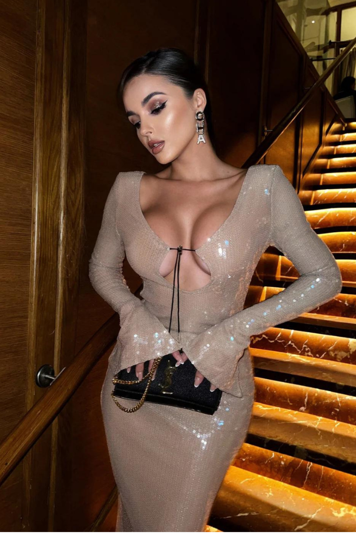 Coraline Payetli Midi Elbise