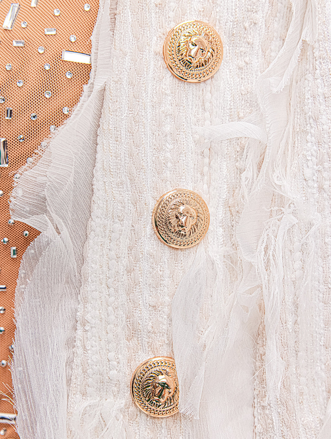 Modern Nakışlı Püsküllü Tüy Ceket