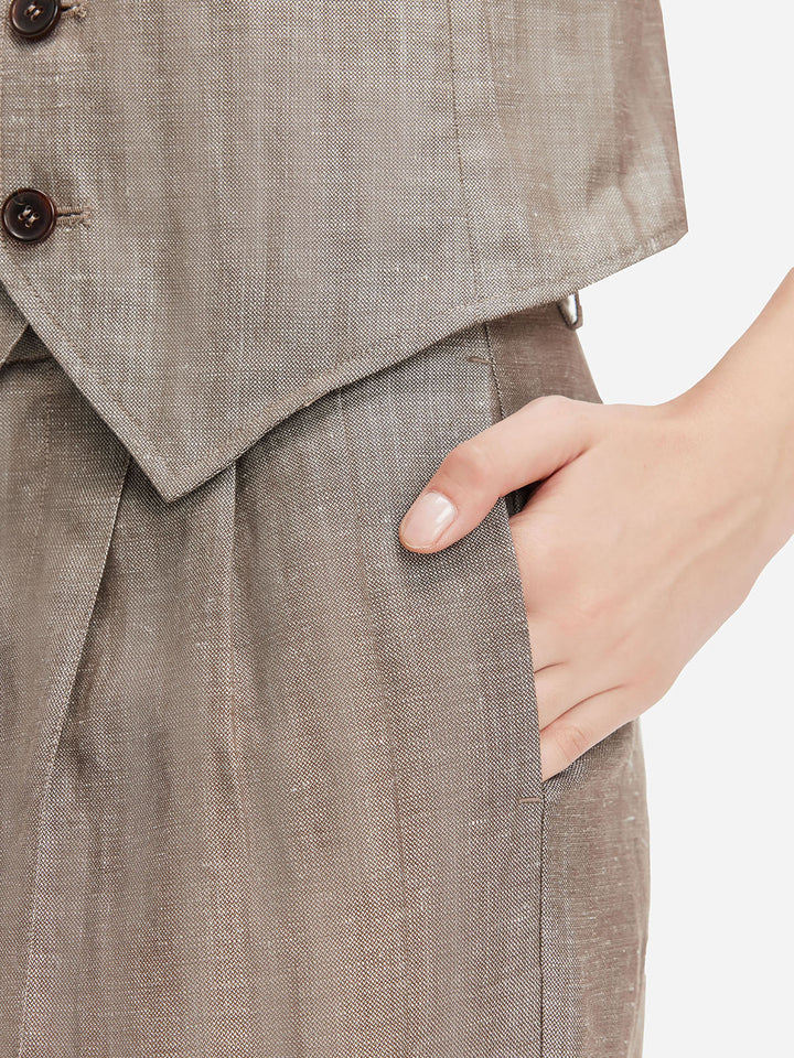 Fransız Yün Keten Pantolon