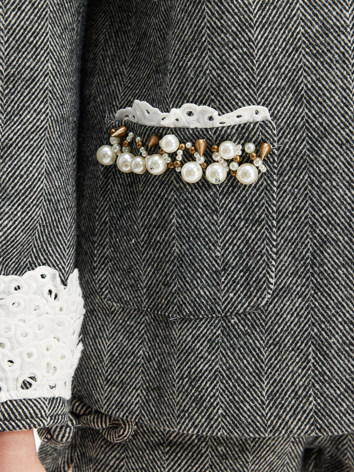 Regal Yün Dantel Trim Ceket