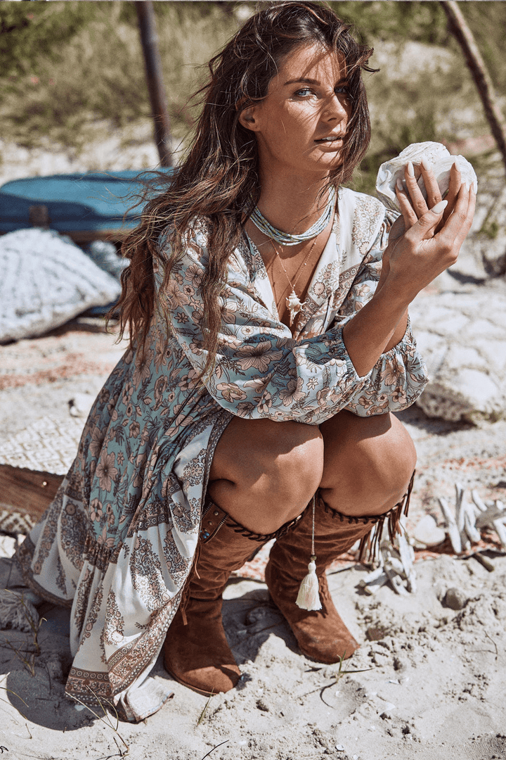 Arabela Ek Desenli Mini Köylü Elbise