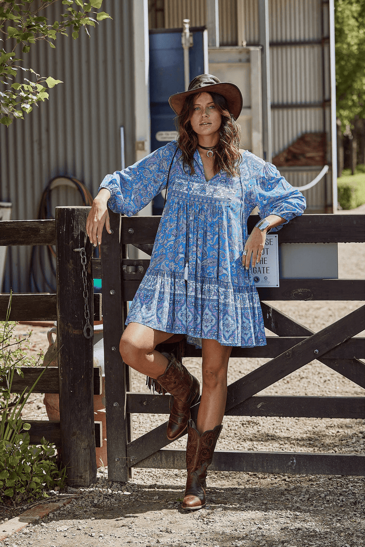 Arabela Ek Desenli Mini Köylü Elbise