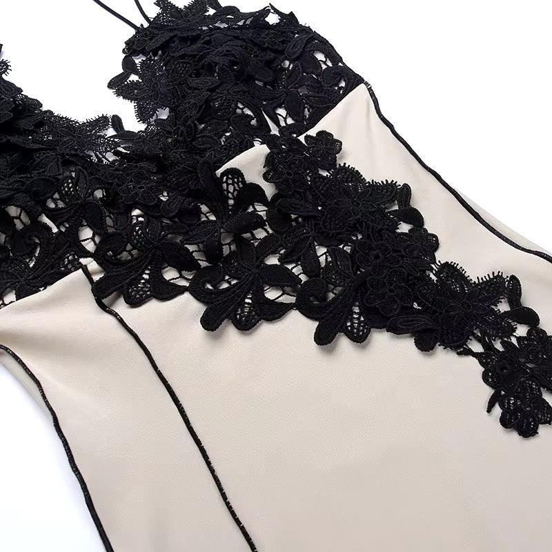 Laceluna Dantel Eklemeli Asimetrik Elbise