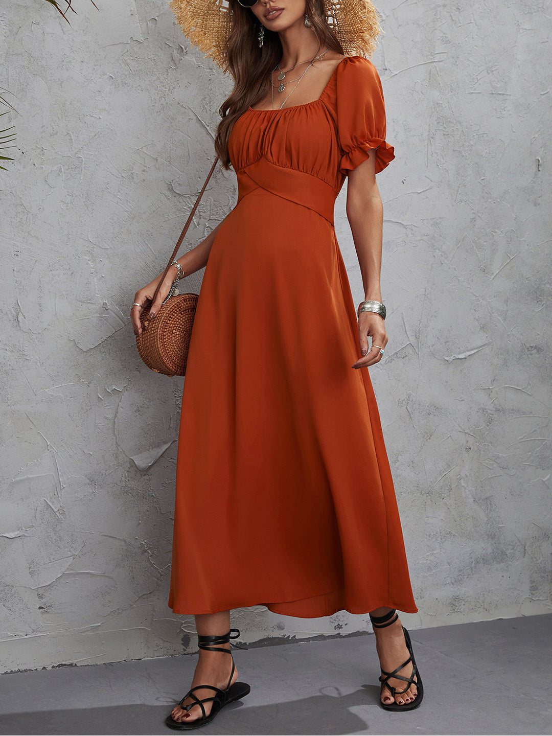 Karpuz Kol Kuşaklı Elbise