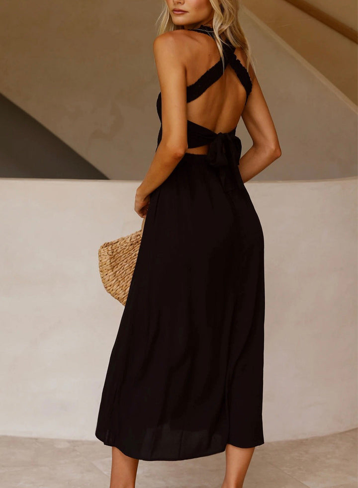 Gipeli Çapraz Sırt Cepli Elbise