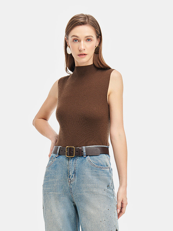 İnce Yün-Kaşmir Yüksek Yaka Yelek