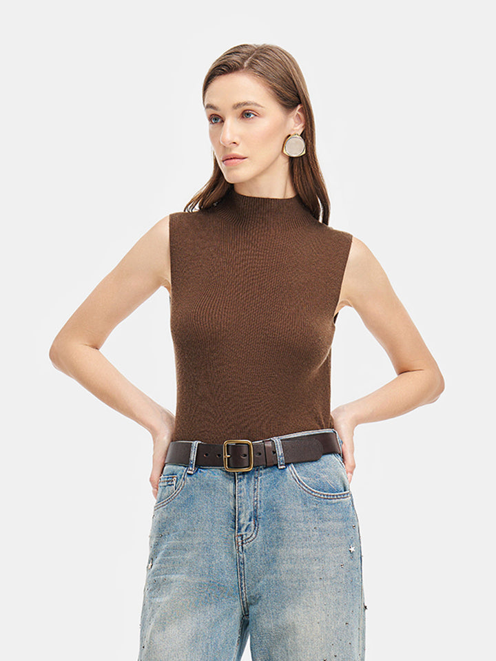 İnce Yün-Kaşmir Yüksek Yaka Yelek