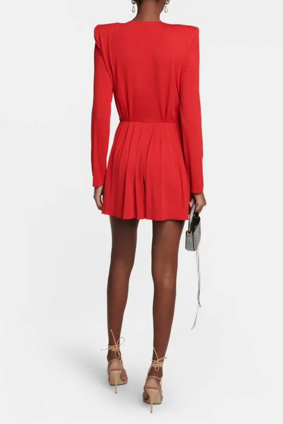 Georgia V Yaka Rozet Uzun Kollu Mini Elbise