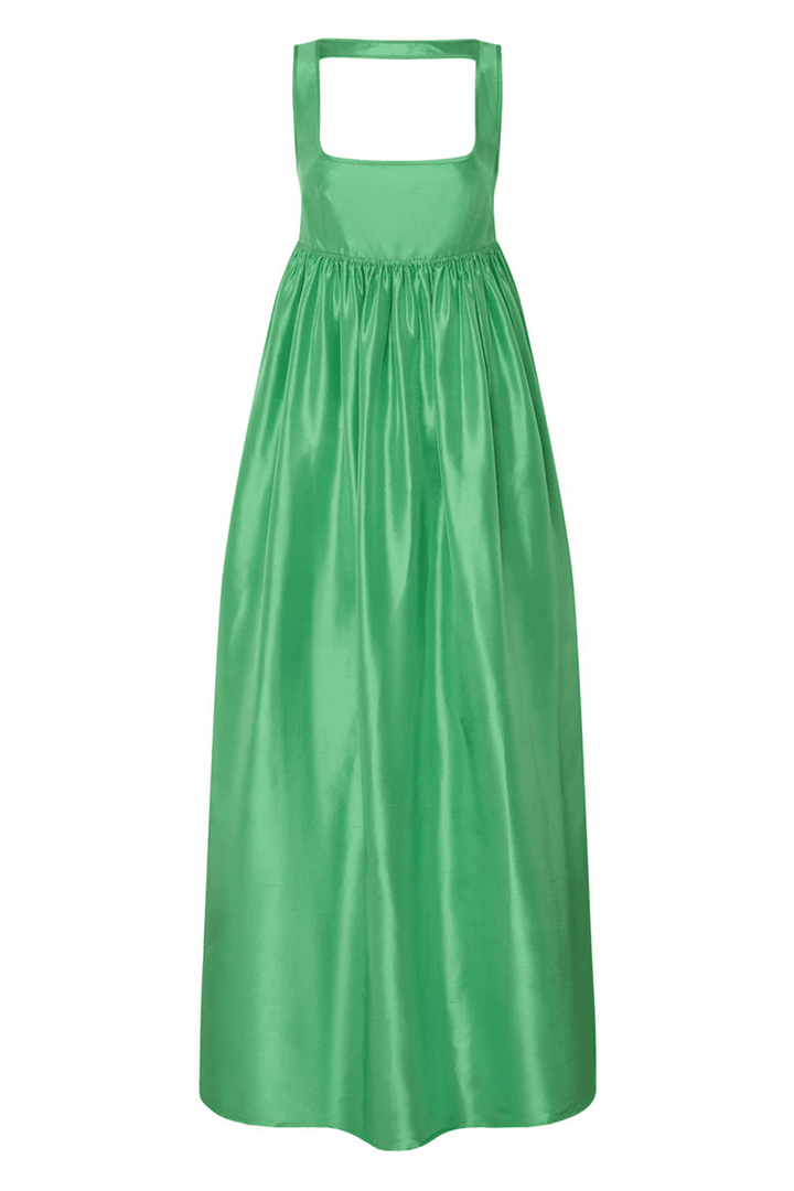 Apphia Kare Yaka İpek Balon Elbise