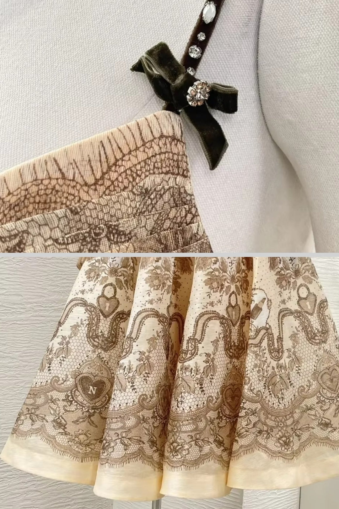 Bel Kesimli ve İnce Bel Kemerli Çiçekli Elbise