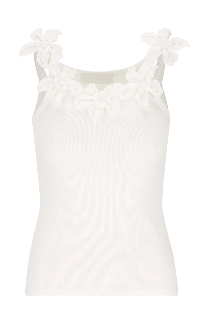 Lesley Çiçek Aplikeli Yuvarlak Yaka Üst