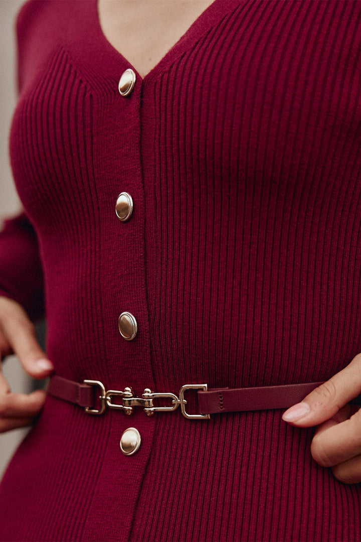 Alva V Yaka Triko Midi Elbise