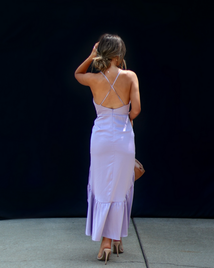 Lissell Saten Yüksek Düşük Midi Elbise