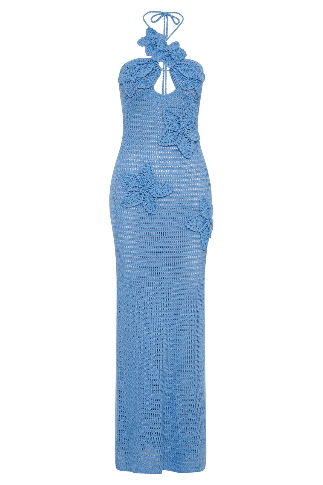 Beverly Çiçek Aplikeli Tığ İşi Uzun Elbise