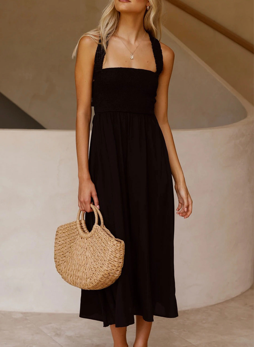 Gipeli Çapraz Sırt Cepli Elbise