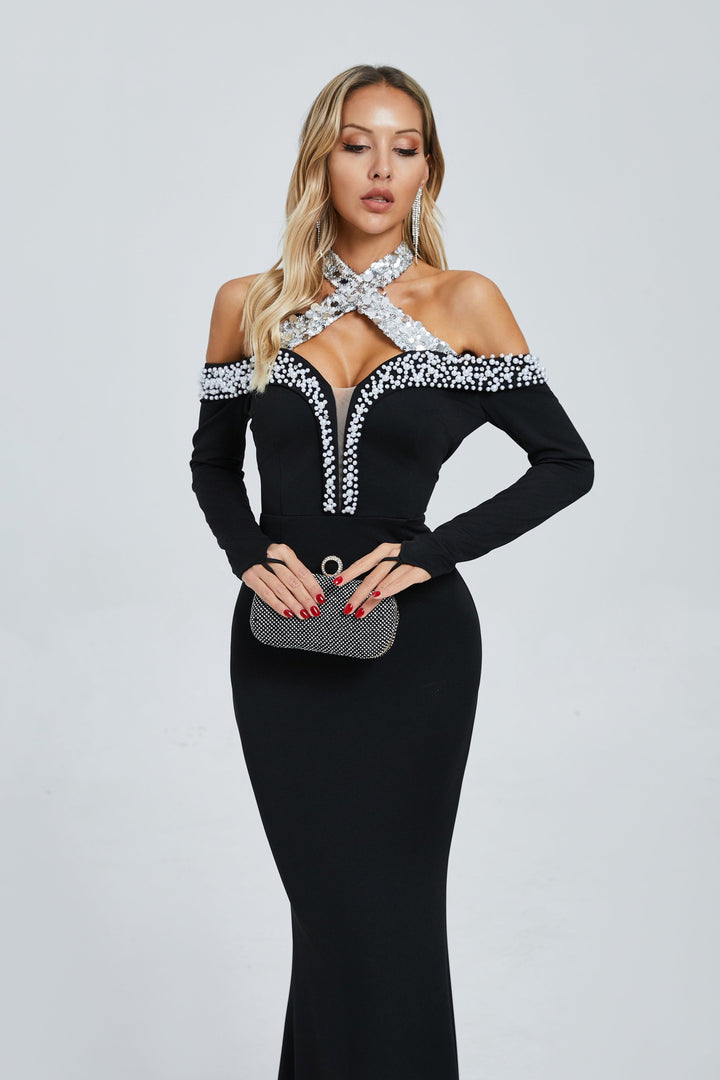 Monica Göksel İşlemeli Maxi Elbise