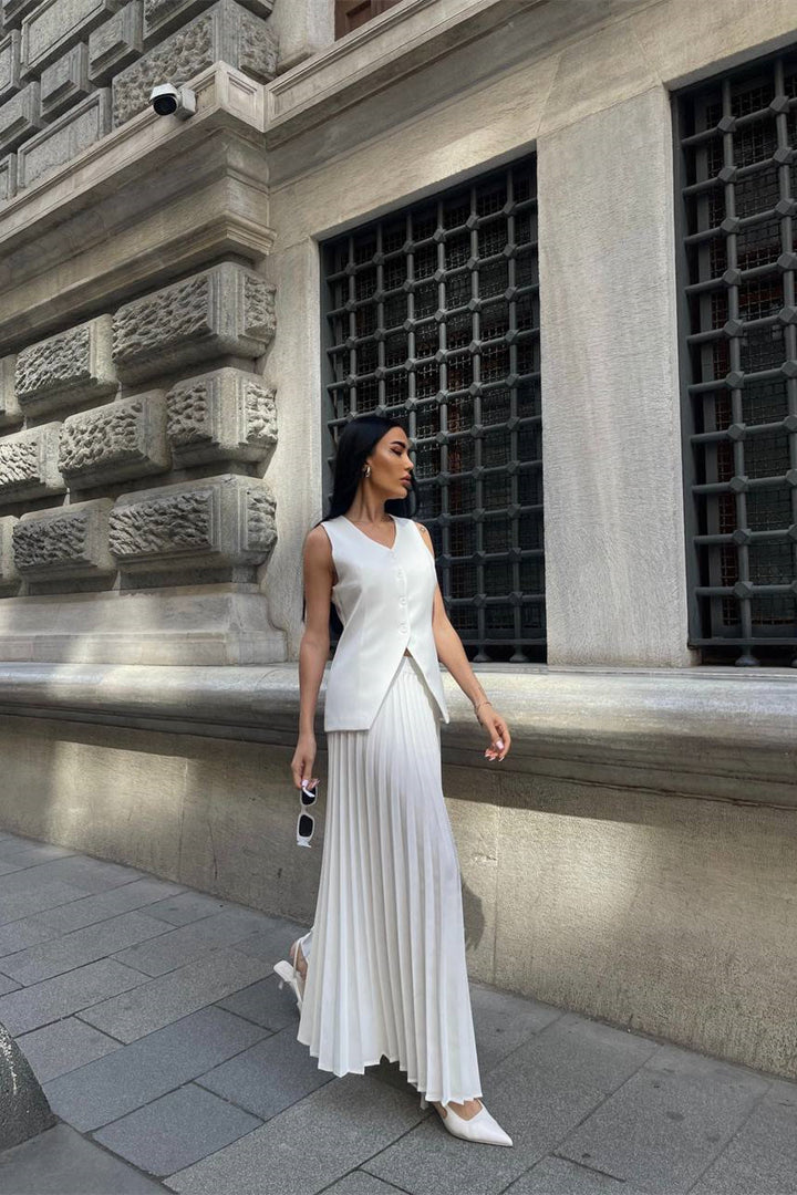 Salome Yelek Pileli Etek Takım