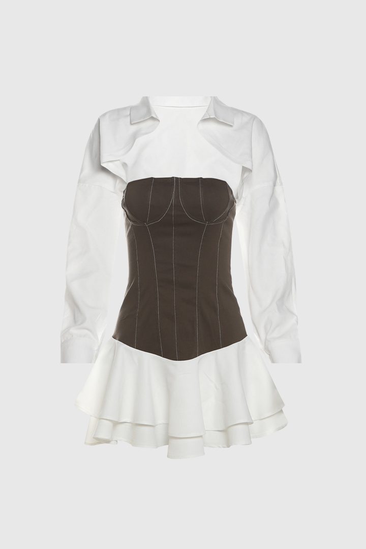 Abilene Fırfırlı Straplez Korse Mini Elbise