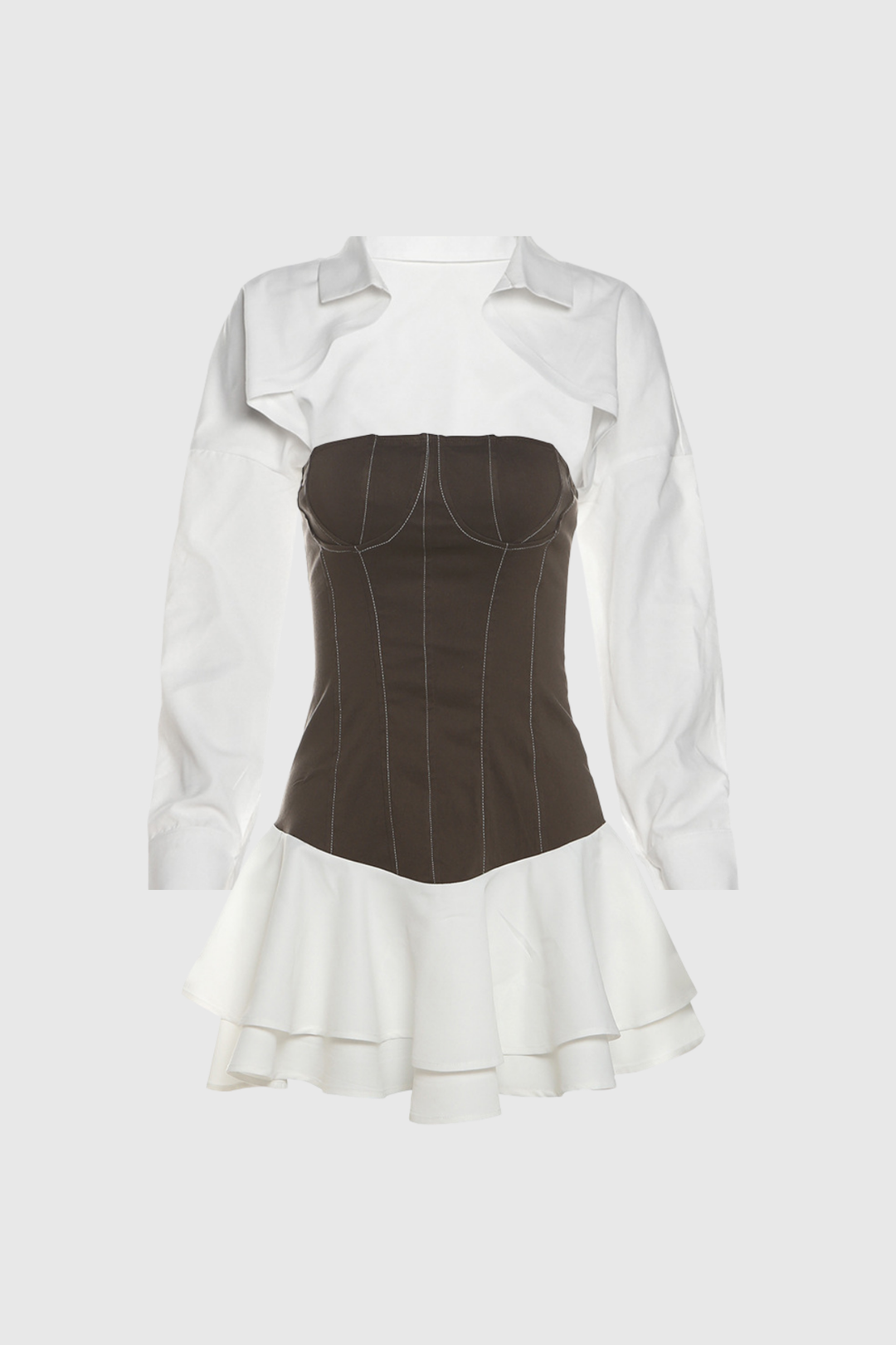 Abilene Fırfırlı Straplez Korse Mini Elbise