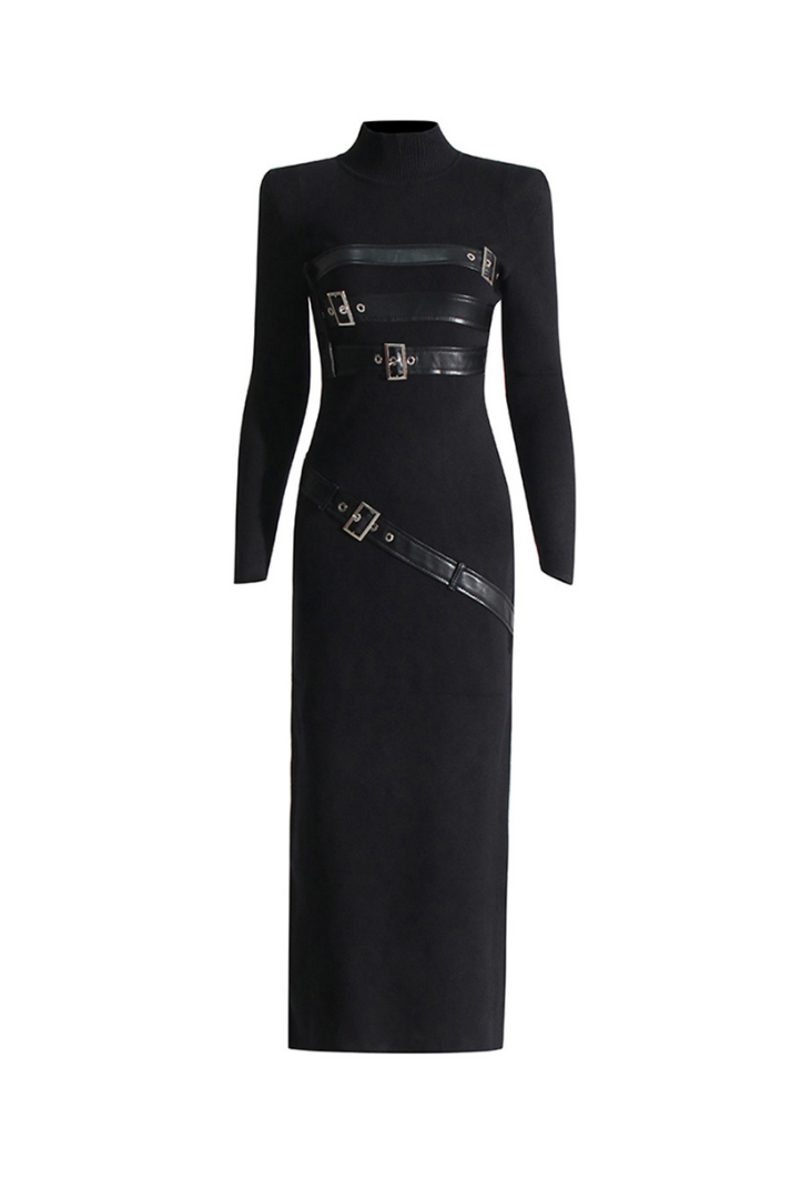 Savana Tokalı Örme Uzun Elbise