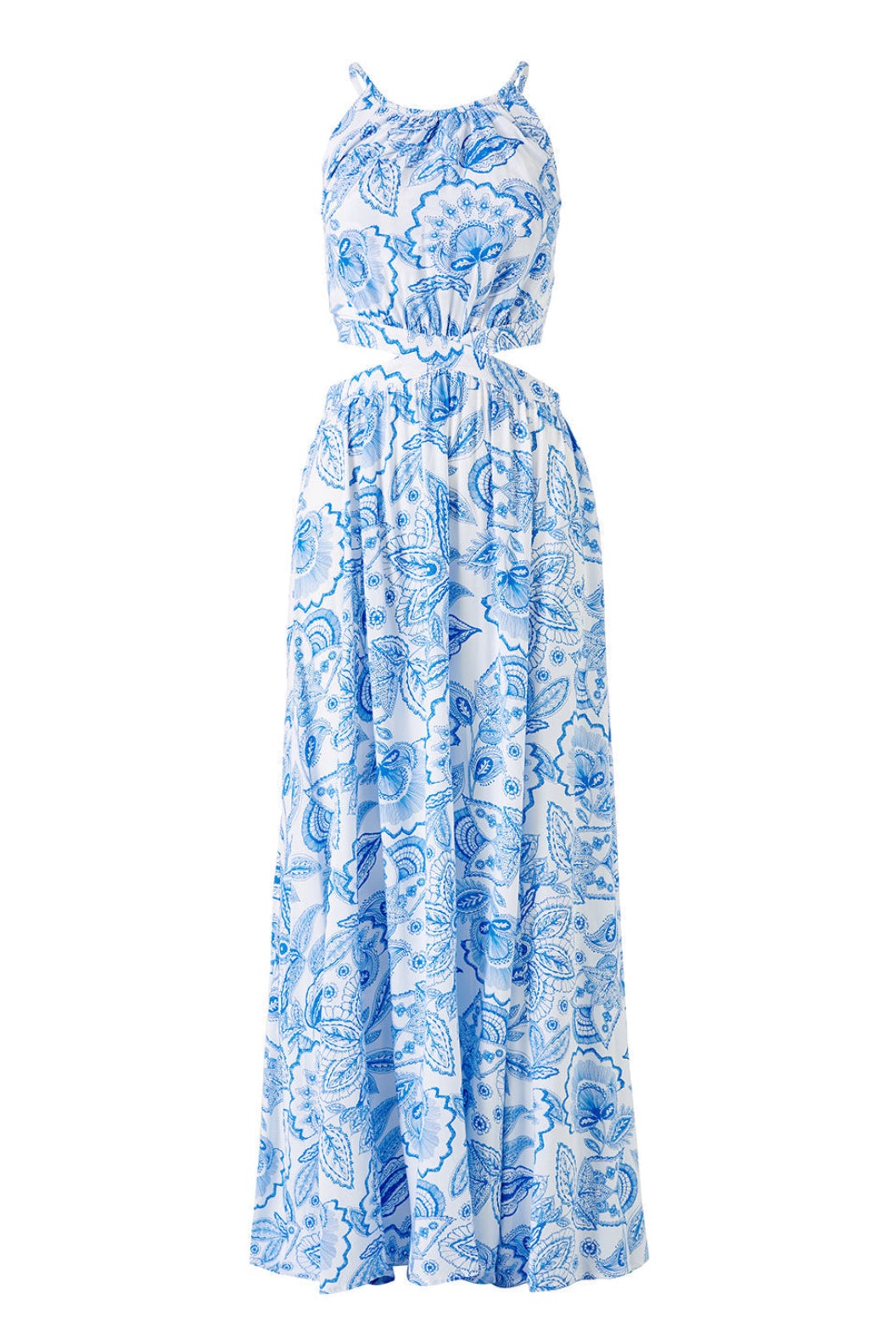 Elva Paisley Baskılı Sırtı Açık Kesik Uzun Elbise