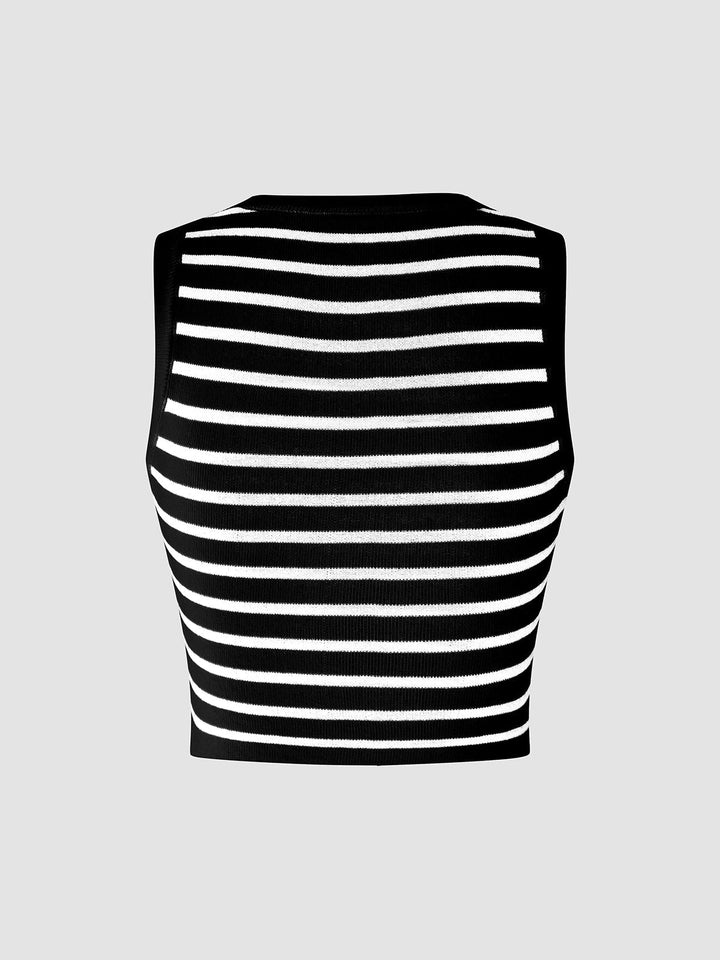 Şık Çizgili Kısa Tank Top