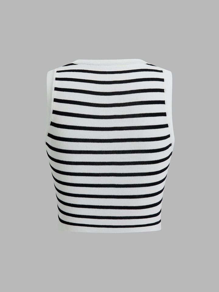 Şık Çizgili Kısa Tank Top