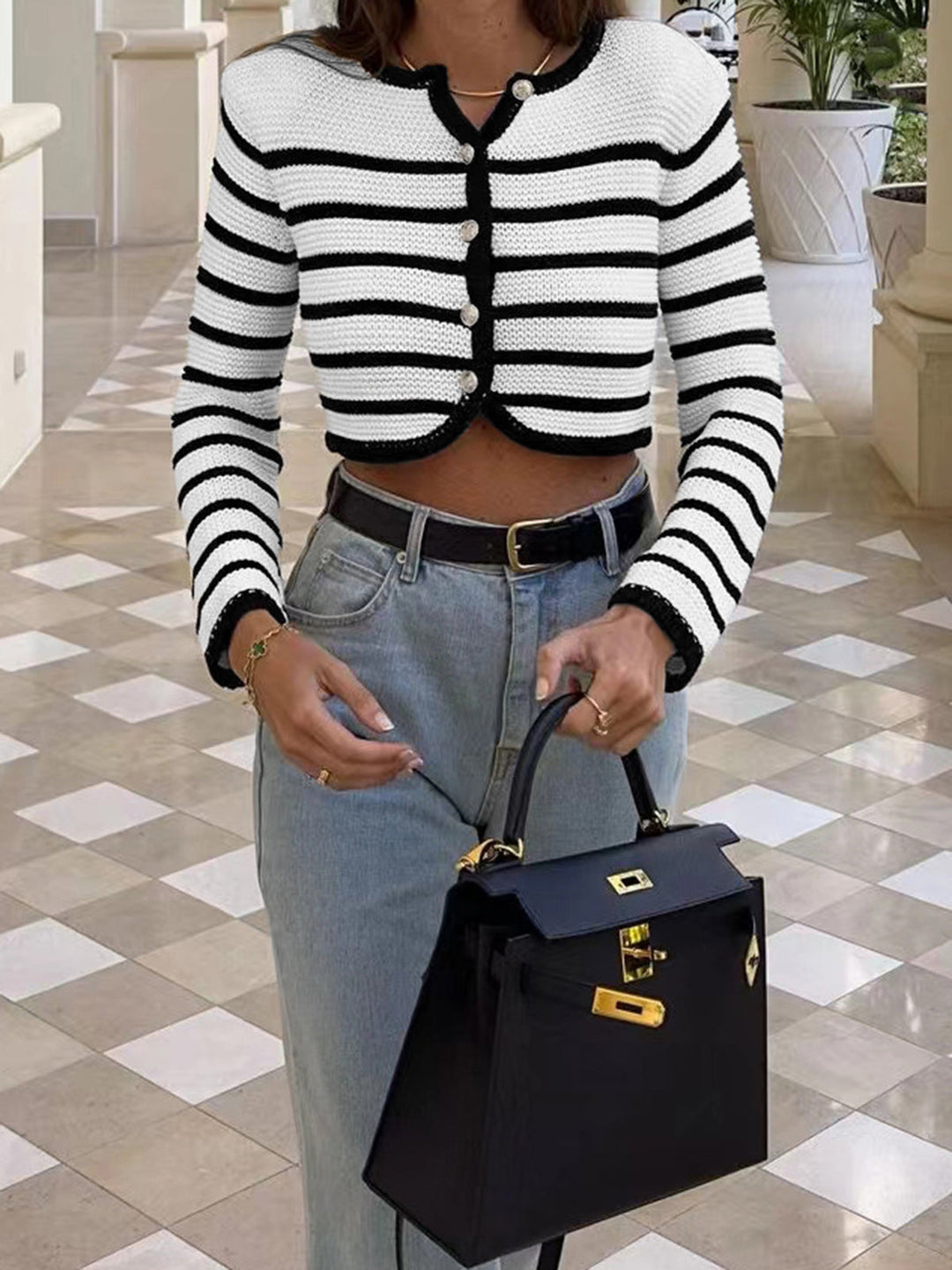 Old Money Estetik Çizgili Hırka