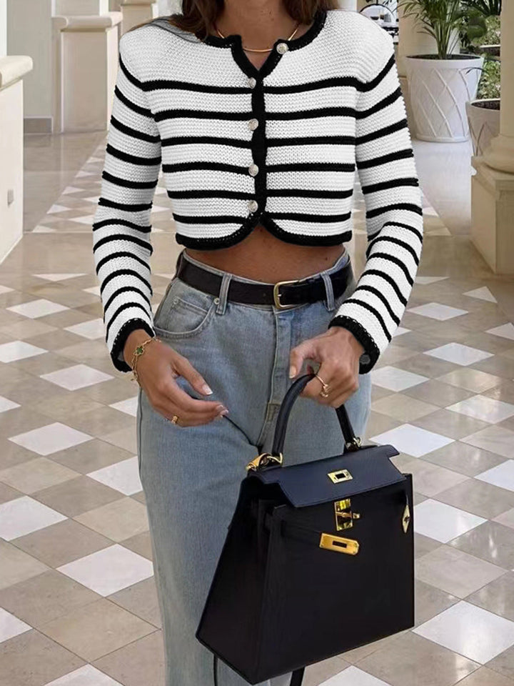 Old Money Estetik Çizgili Hırka