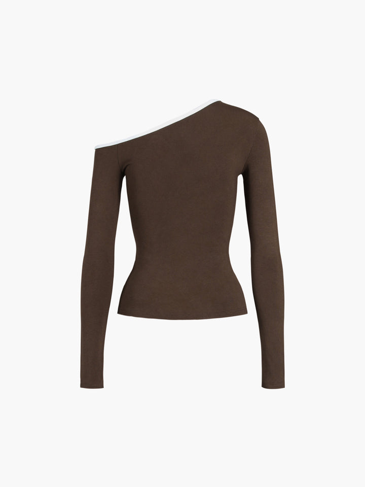 Kontrast Tek Omuz Bluz Üst