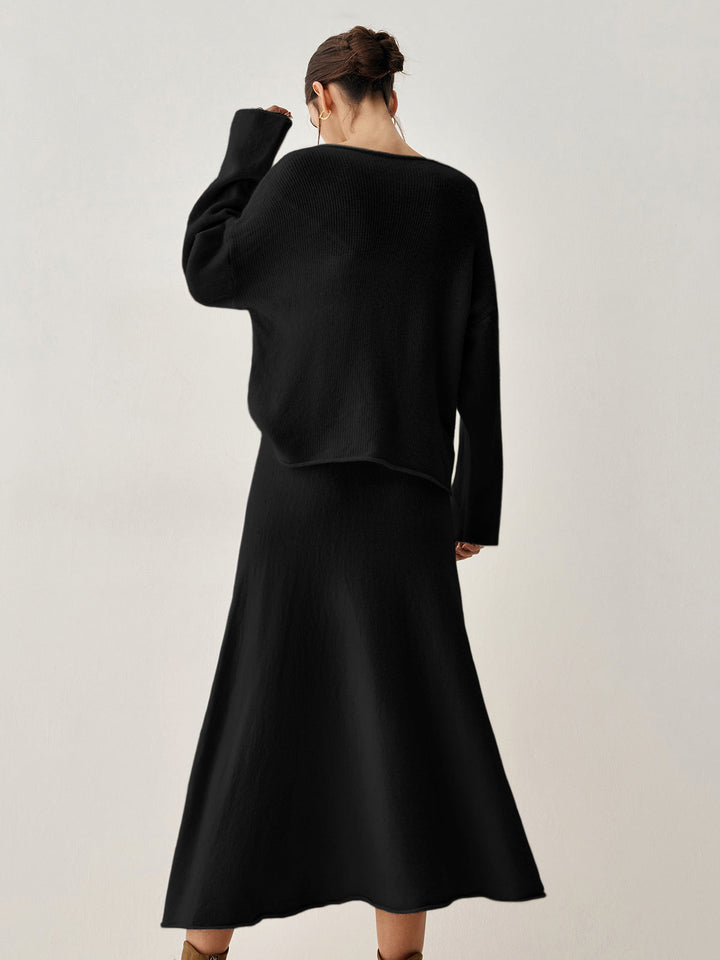 Büyük Boy Kazak İki Parça Etek Takımı