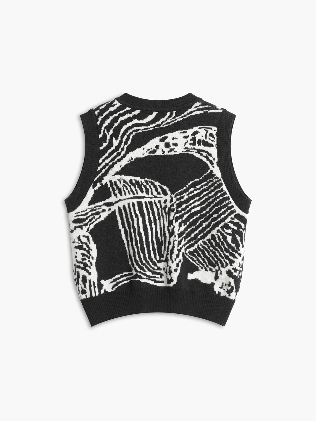 Kontrast Trim Çiçekli Kazak Yelek