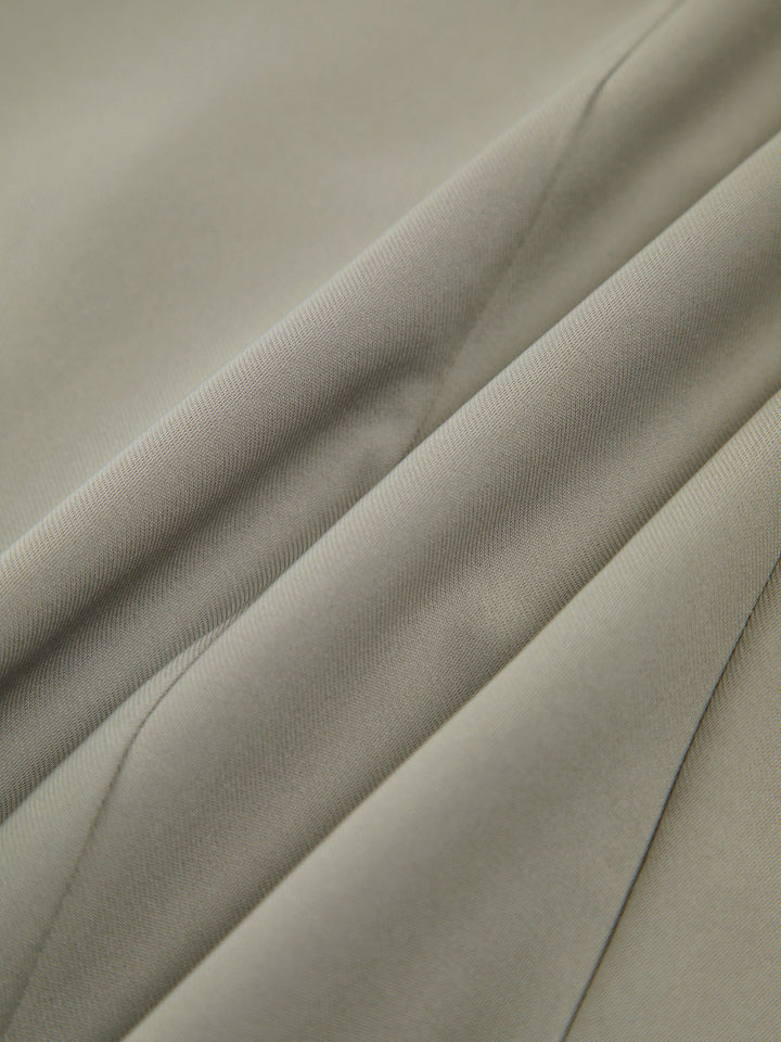 Asimetrik Gri Yeşil Düğmeli Kolsuz Yelek