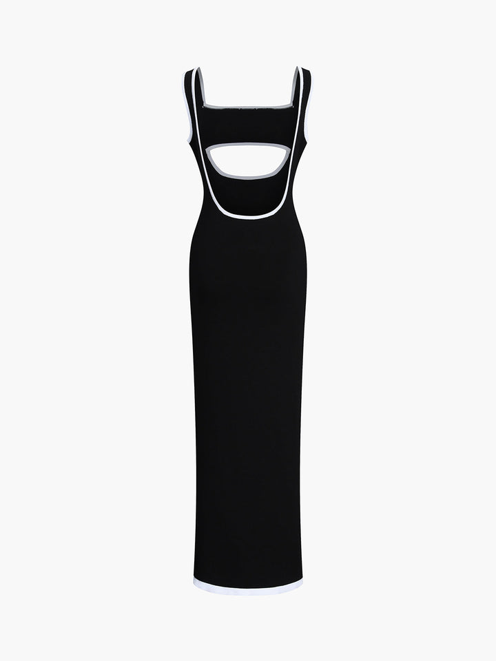 Kontrast Kesim Kesim Uzun Kazak Elbise