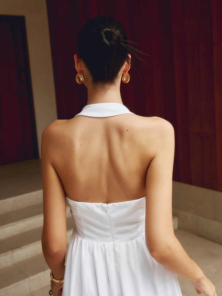 Pamuk Ve Keten Askılı A Kesim Uzun Elbise