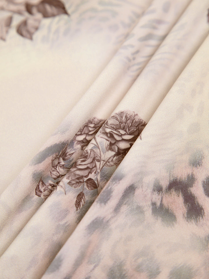 Vintage Çiçek Desenli  Uzun Elbise